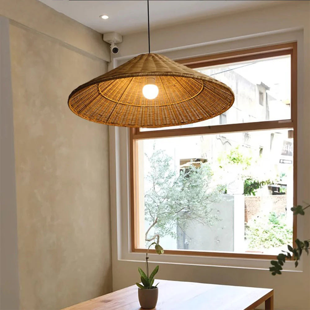 Retro Cone Rattan Pendant Light