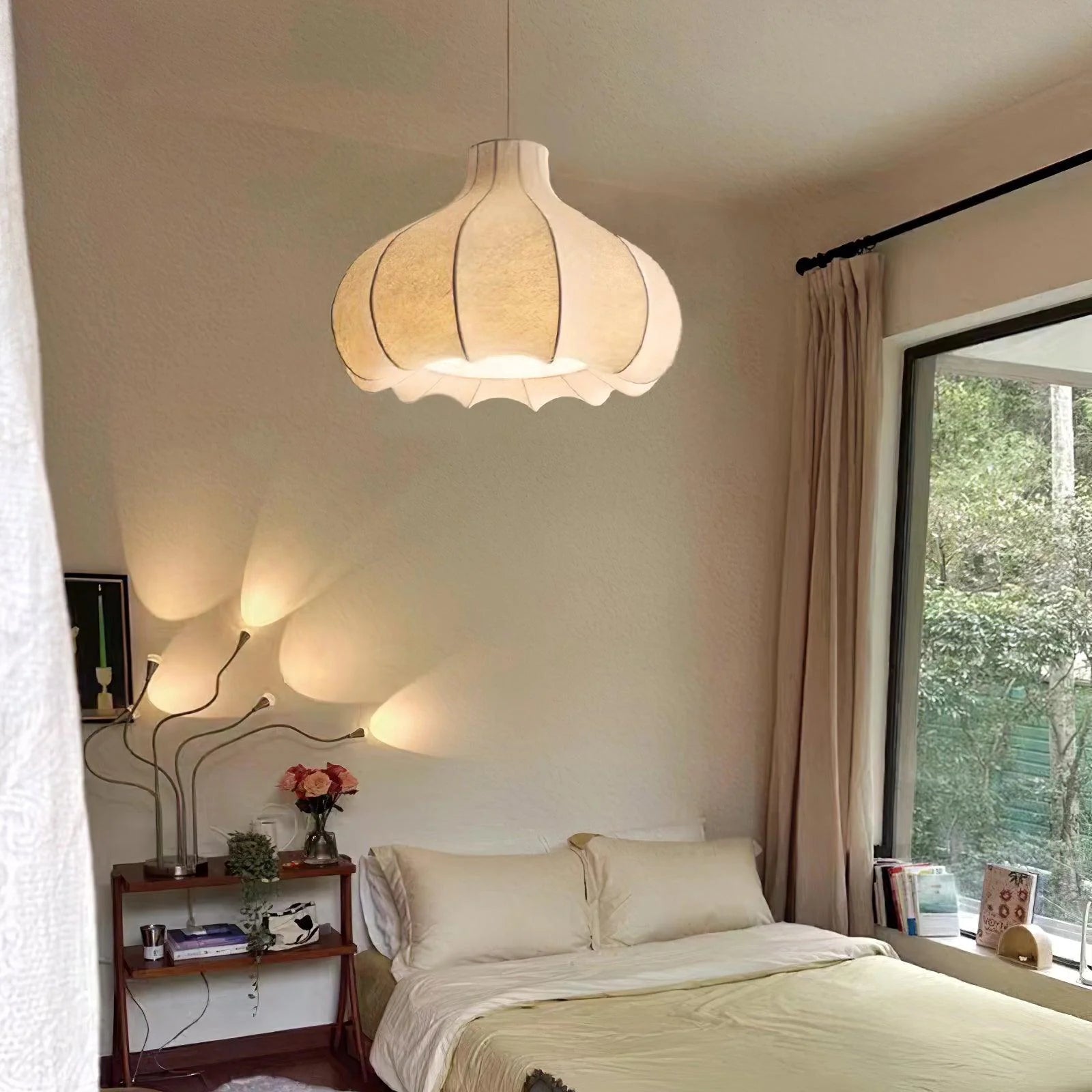 Lampe à suspension ronde élégante en soie