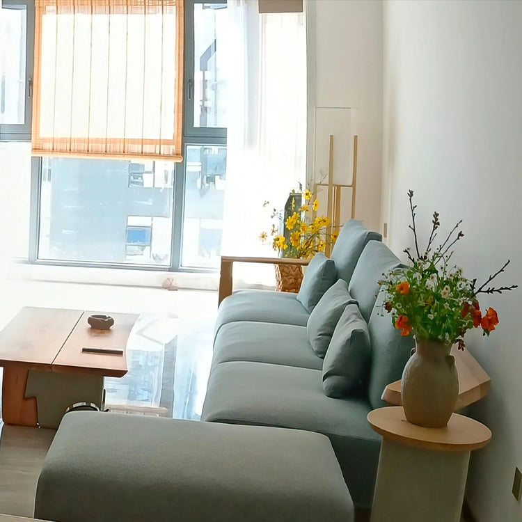 Rustik U-form stof gulvlampe