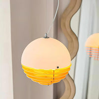 Lampada del ciondolo arancione Bauhaus della metà del secolo