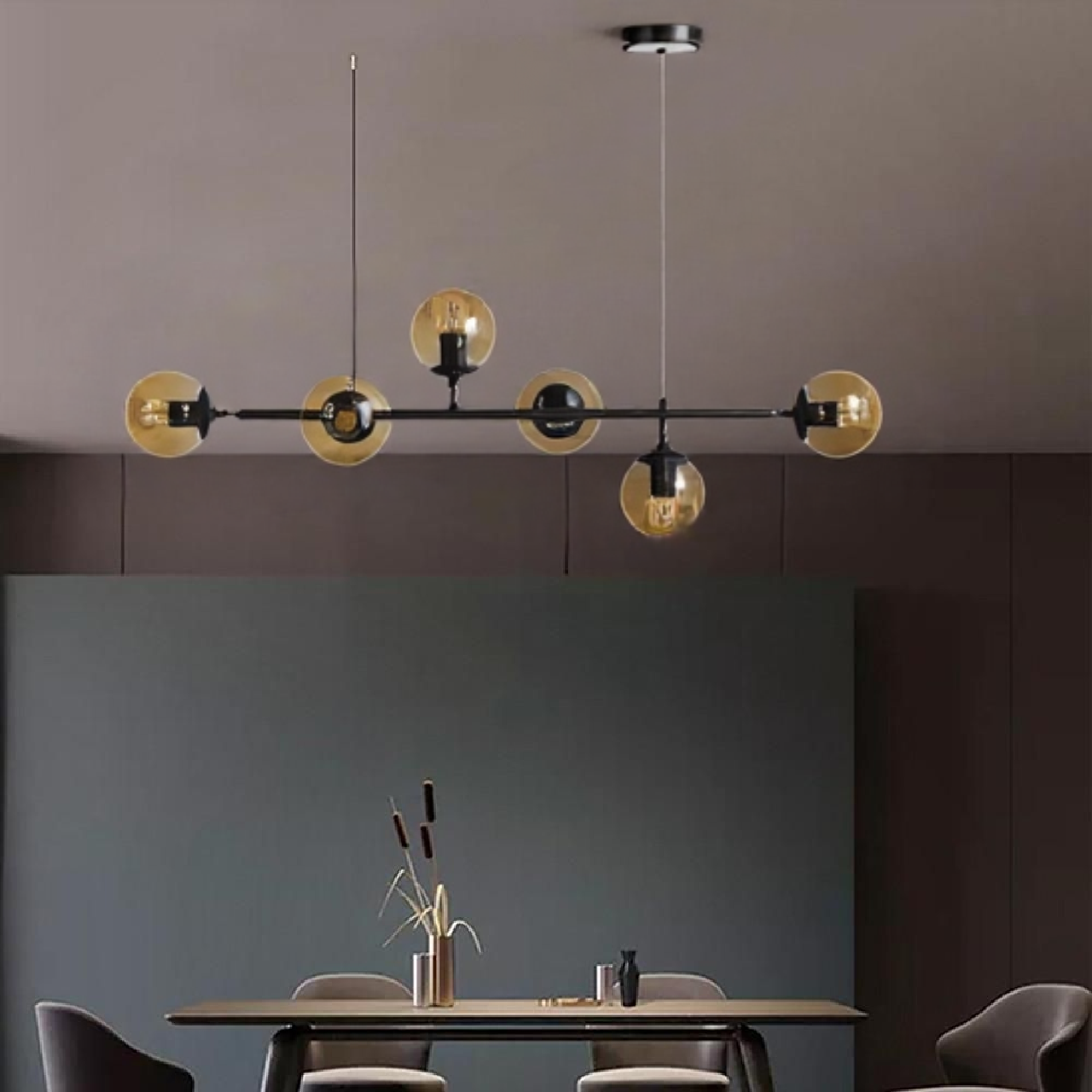 Moderna lampada a sospensione a sfera in vetro