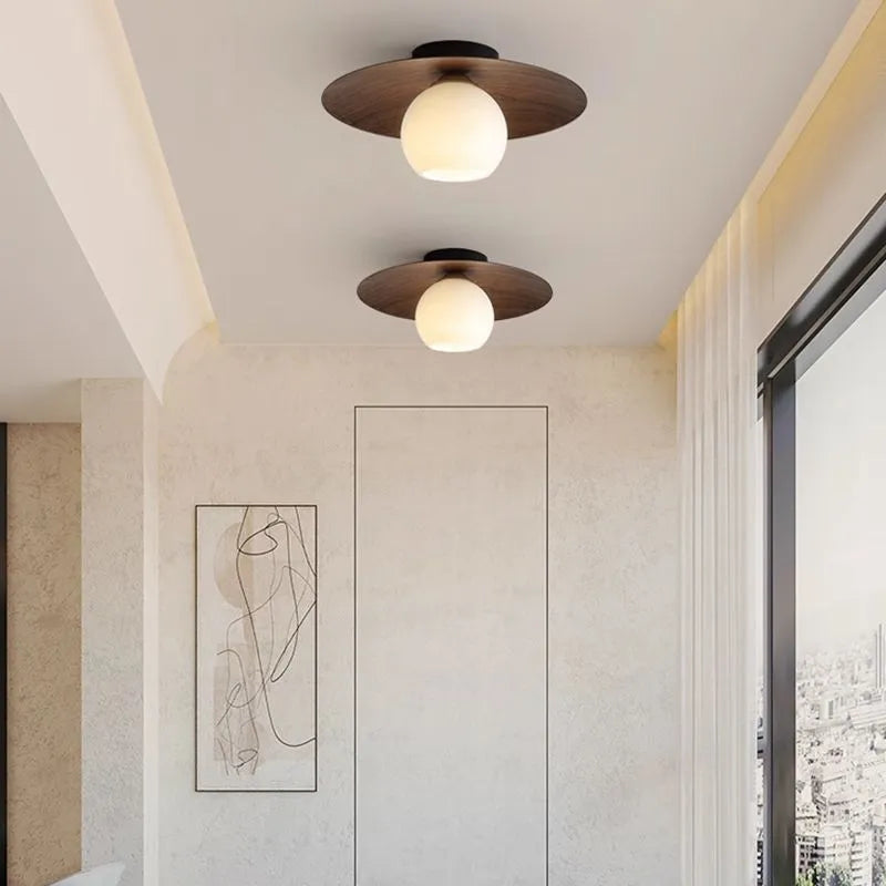 Plafonnier rond moderne en bois