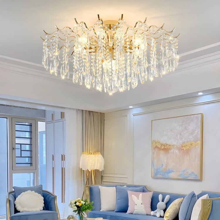 Moderne lysekrone med dråbevis krystal i klare nuancer