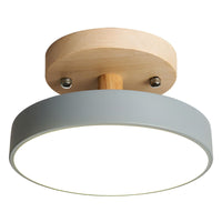 Glarefusion Round  Semi Flush Wooden Ceiling Light