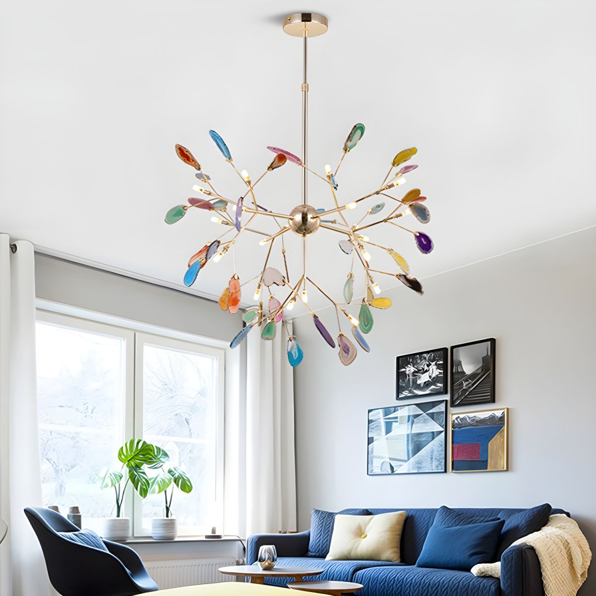 Nordic Elegant Branch Agate Pendant Lamp