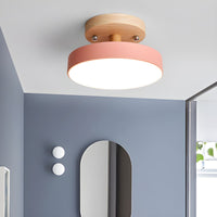 Glarefusion Round  Semi Flush Wooden Ceiling Light