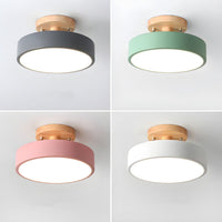 Glarefusion Round  Semi Flush Wooden Ceiling Light