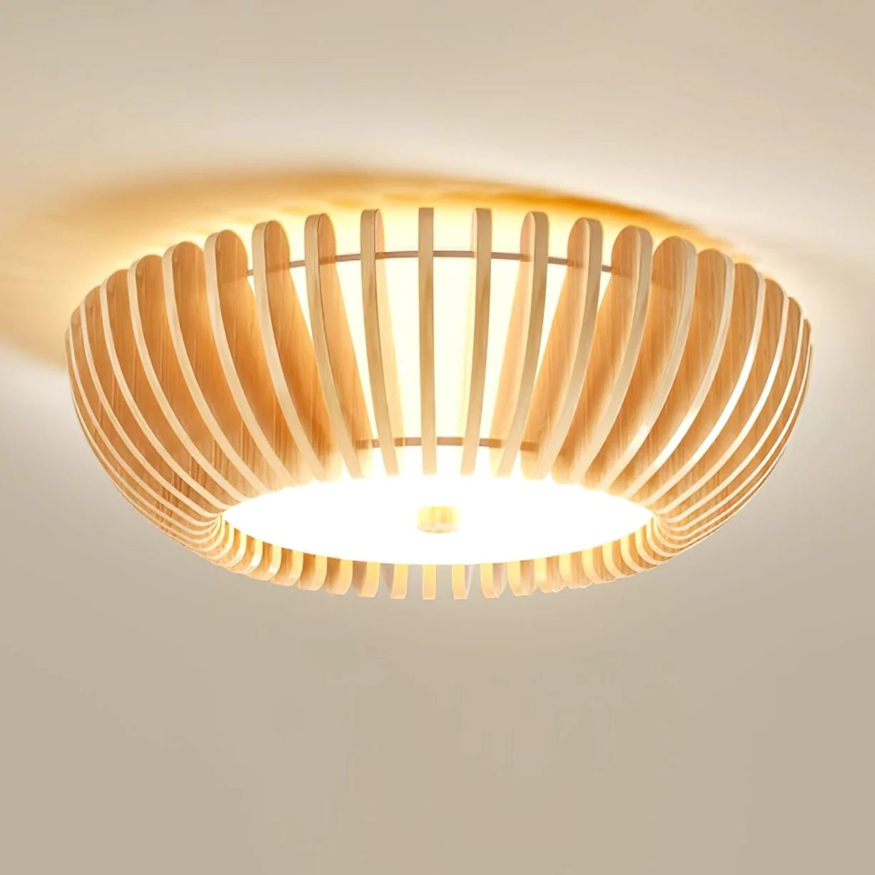 Plafonnier rond moderne en bois