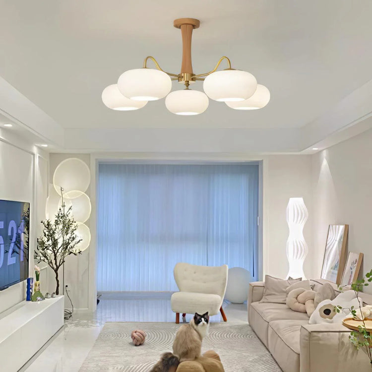 Vintage rund lysekrone i glas