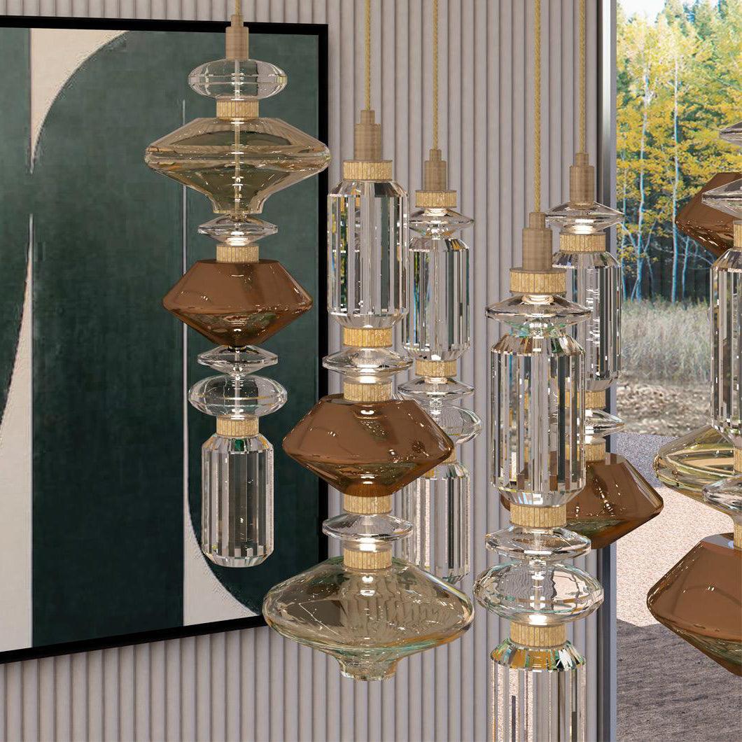 Lampe suspendue élégante à plusieurs abat-jour en verre