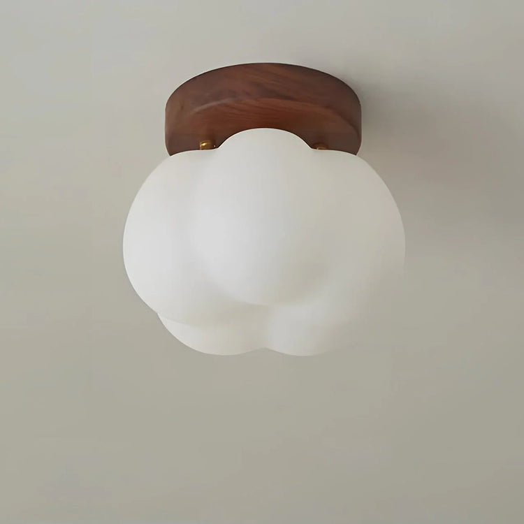 Vintage rustikt glas & Loftlampe i træ