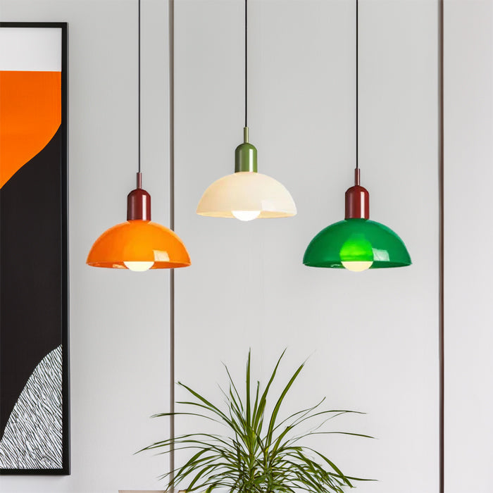 Lampada a sospensione a forma di ciotola colorata