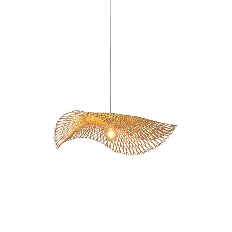 Lampe à suspension moderne en bambou ondulé