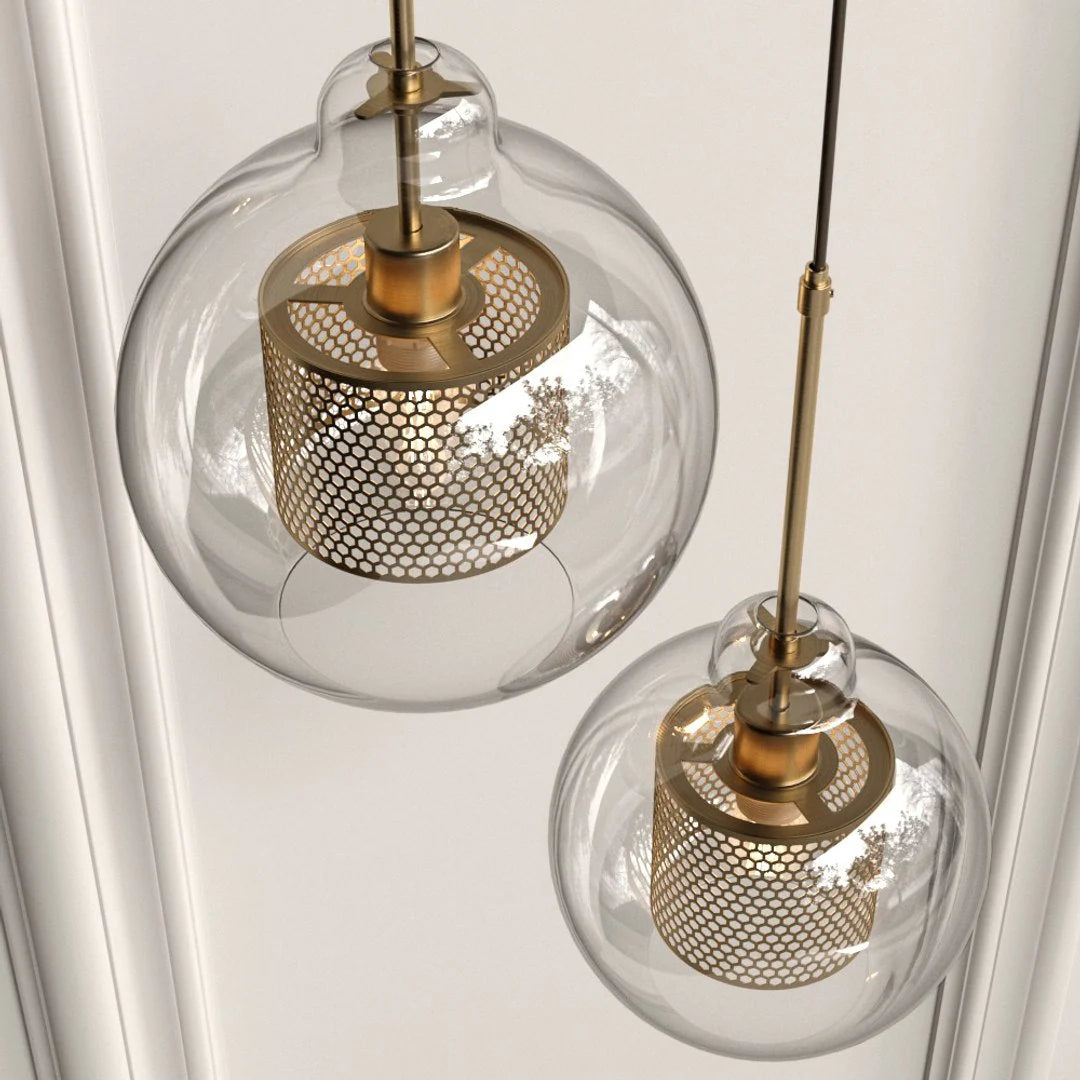Lampe à suspension Chiswick en verre rond classique