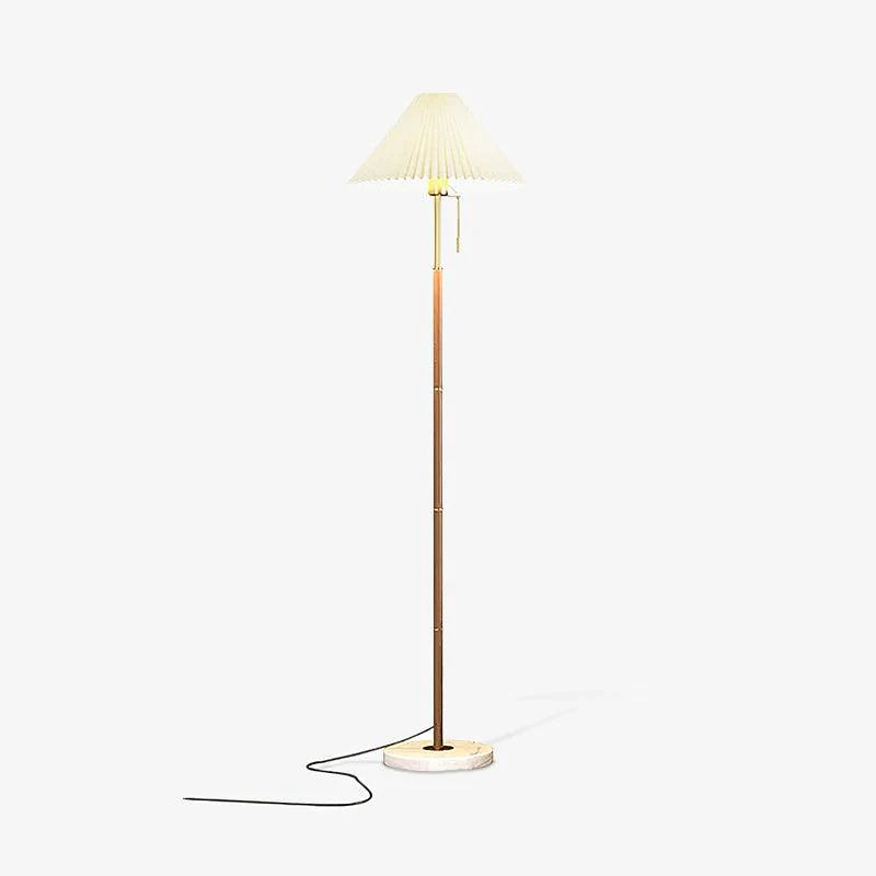 Lampadaire rétro en tissu à cône incurvé