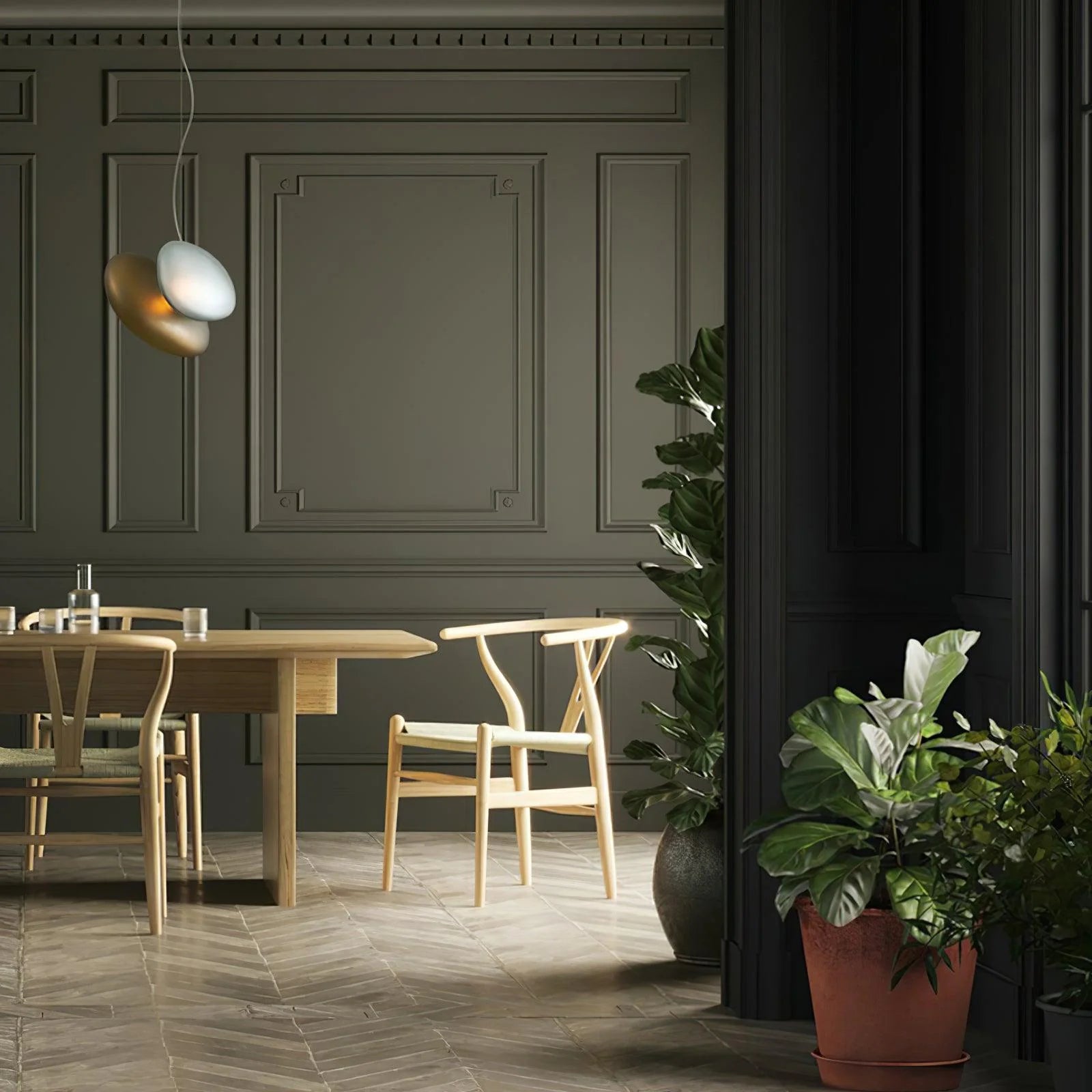 Lampe à suspension ovale en verre élégante