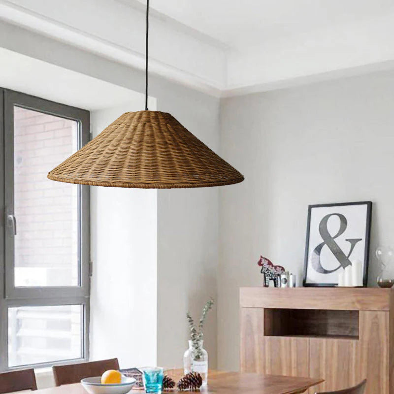 Retro Cone Rattan Pendant Light