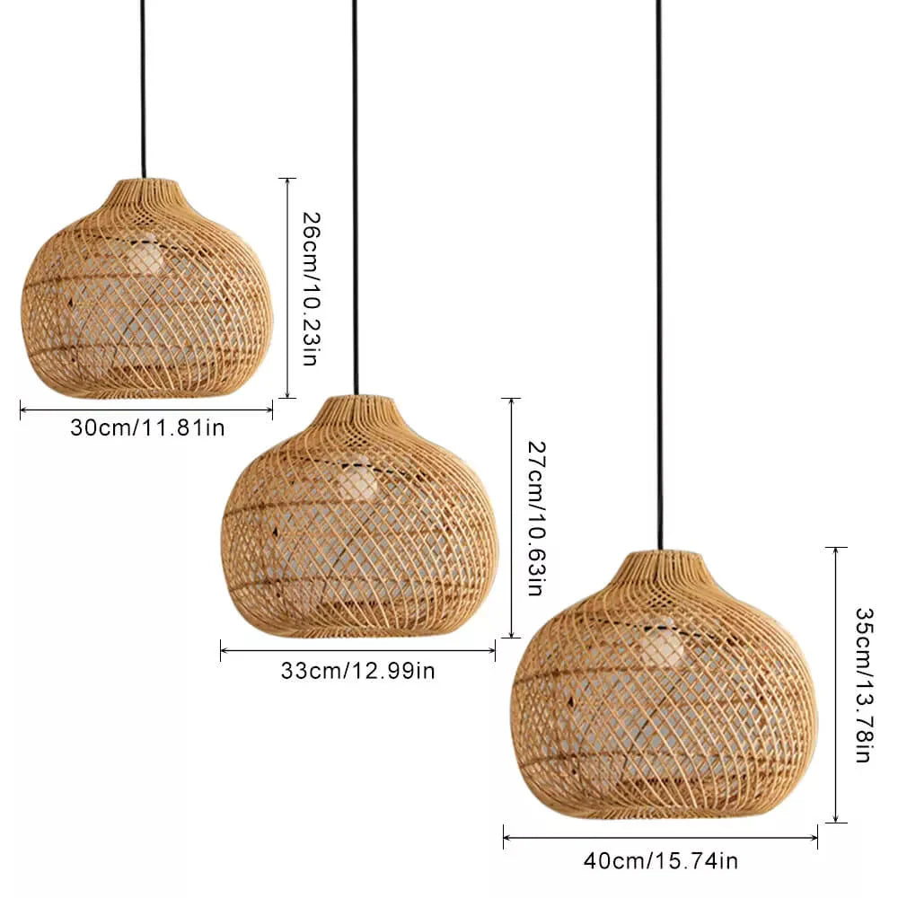 Lampada a sospensione in rattan intrecciato a mano