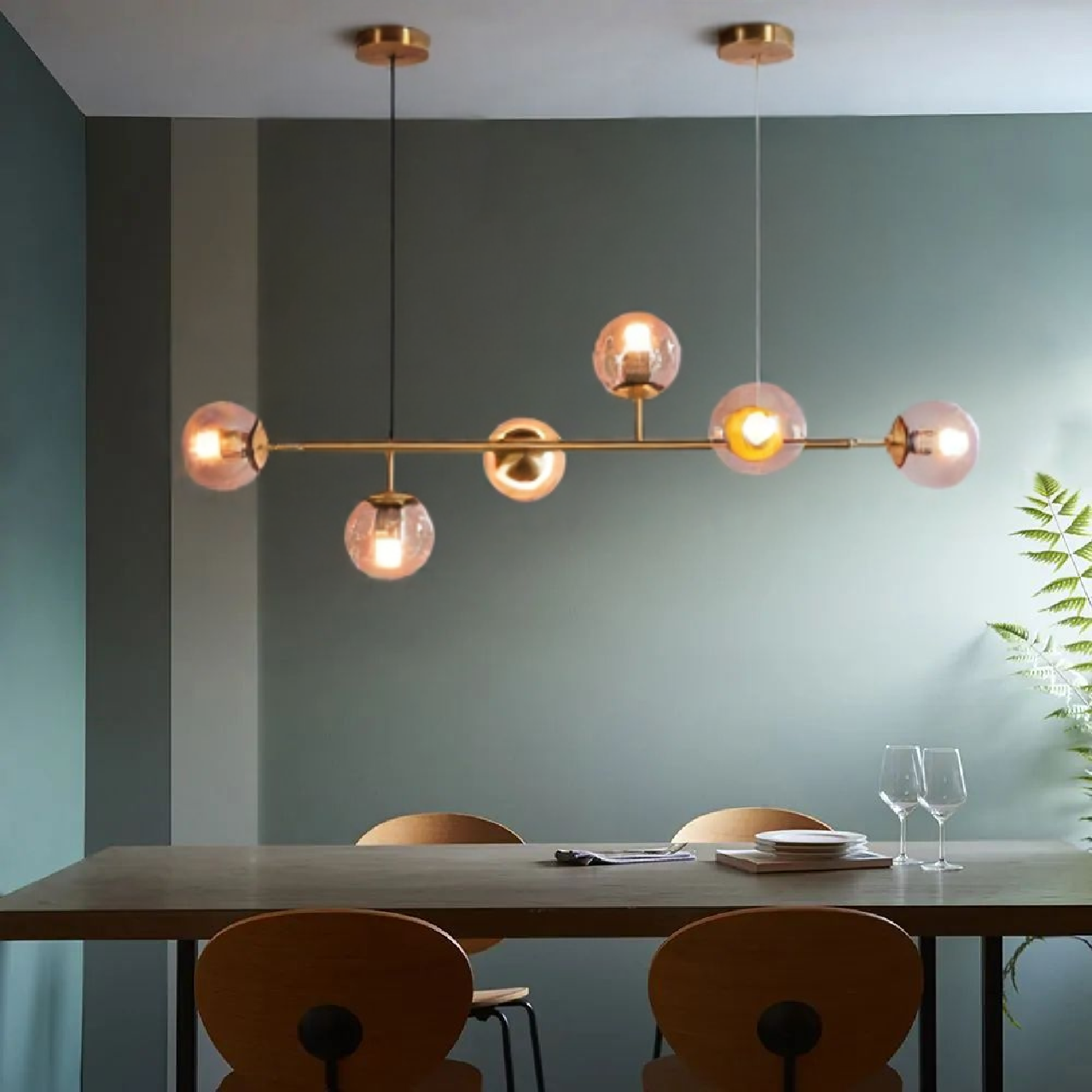 Moderna lampada a sospensione a sfera in vetro