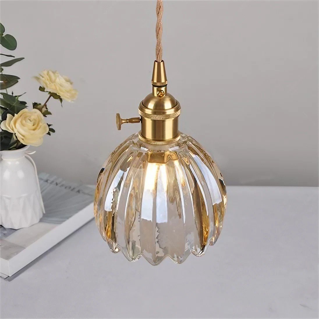 Moderne retro glas blomsterpendel