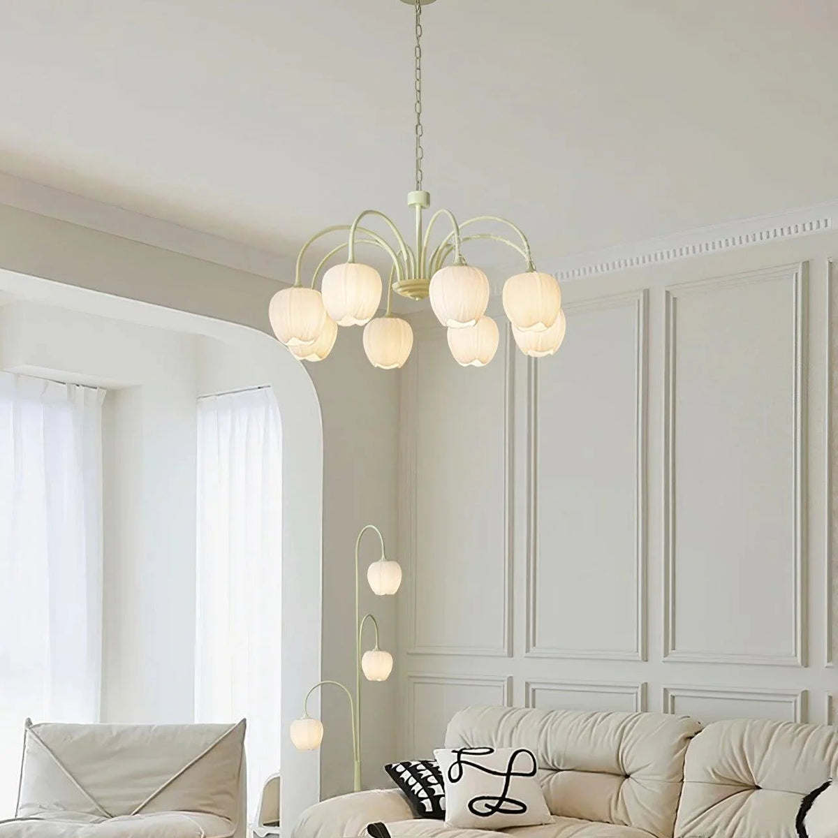 Lampadario di soggiorno minimalista moderno color crema