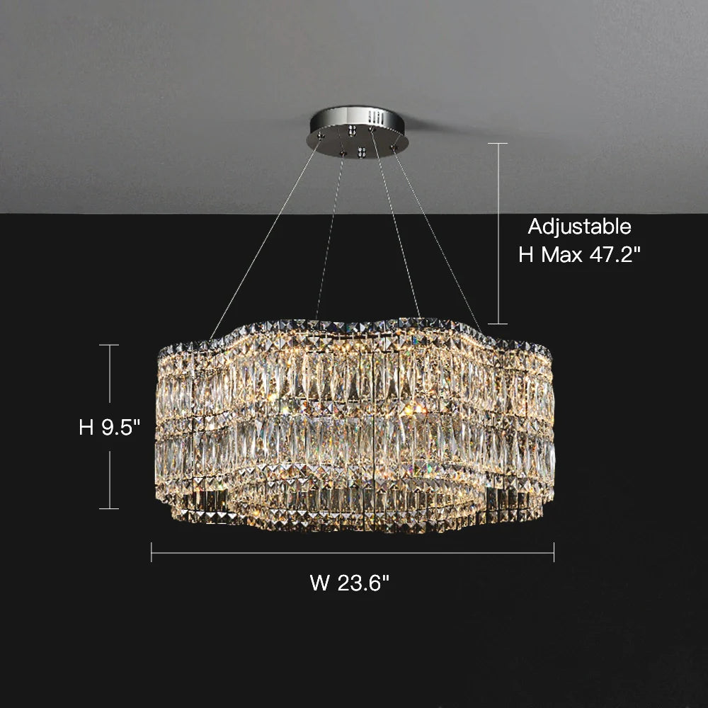 Lampadario elegante moderno con cristalli a forma di fiori