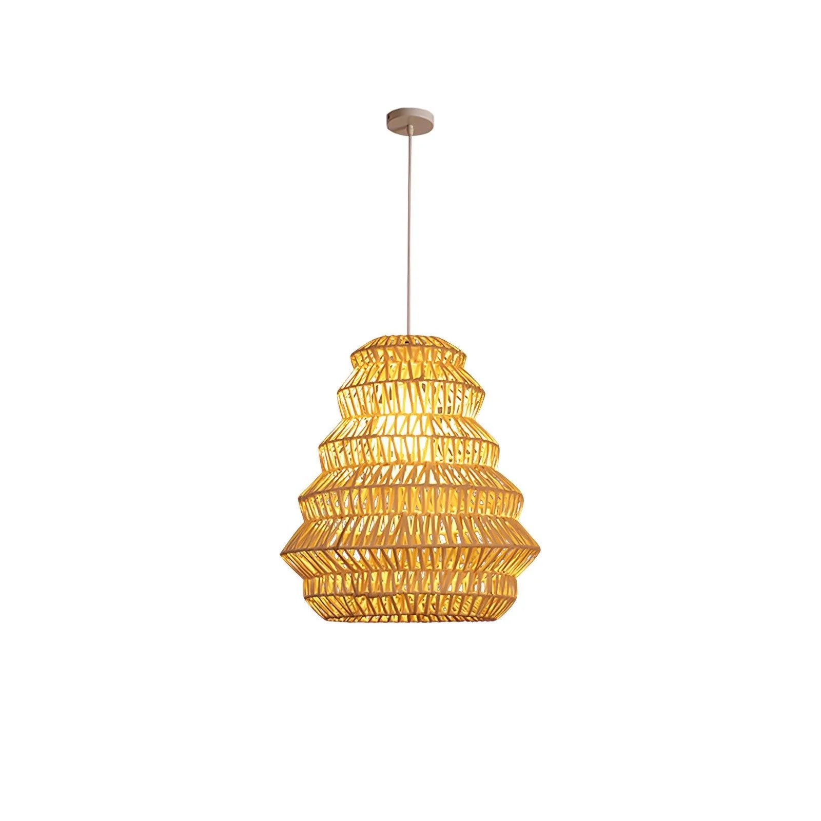 Lampe à suspension rétro en bambou tourbillonnant