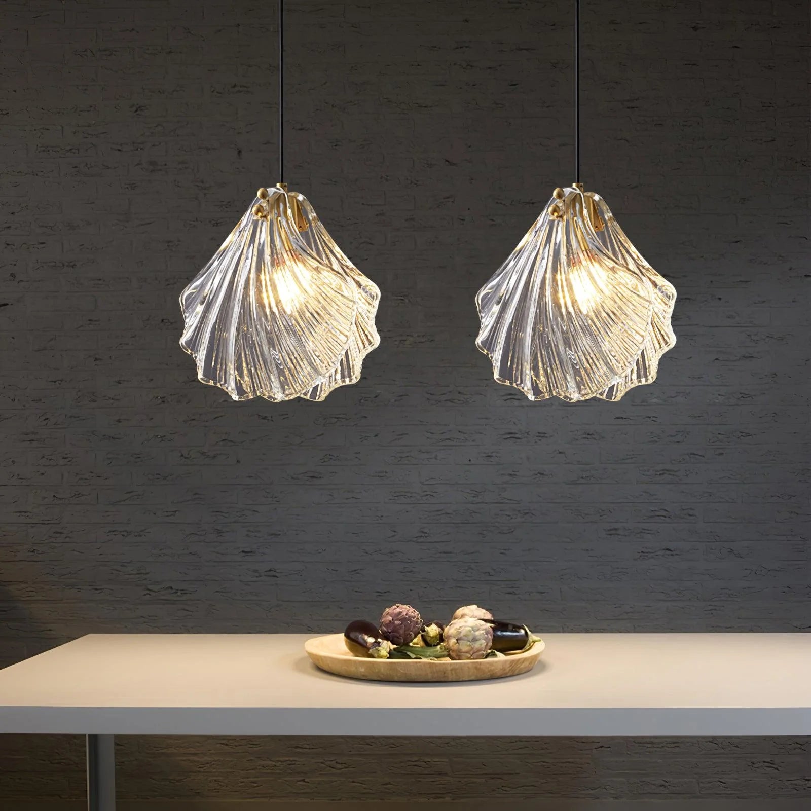 Lampe à suspension moderne en verre de coquille