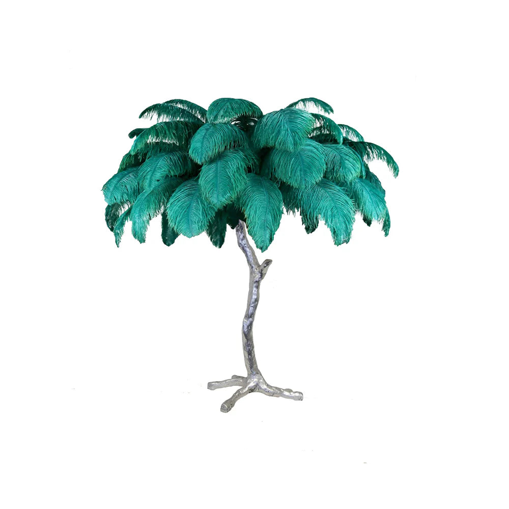 Elegant Palm Feathered Table Lamp