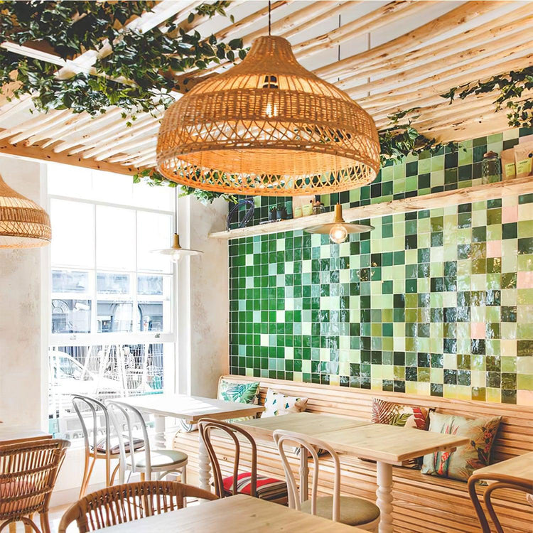 Trendy Dome Woven Rattan Pendel Light