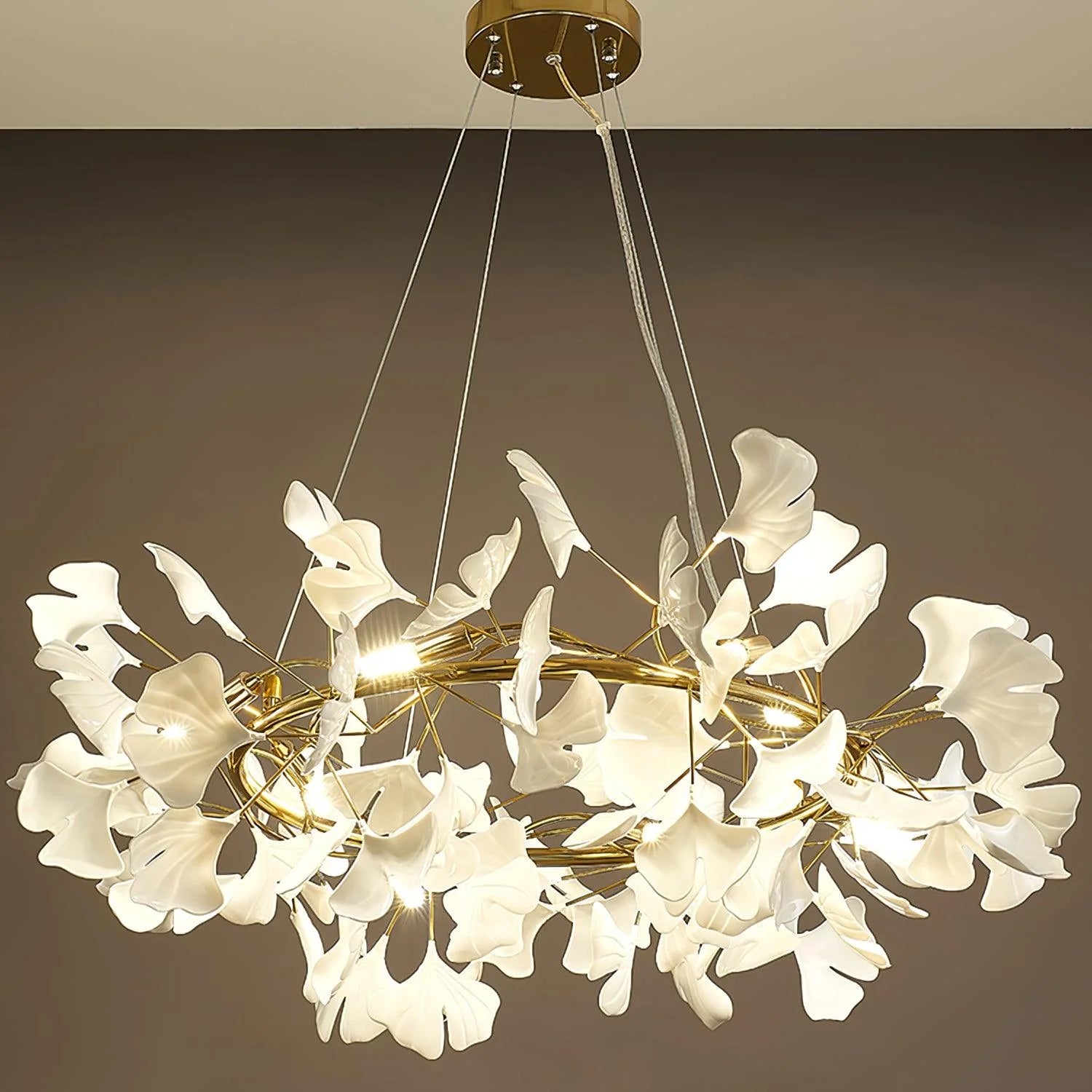 Traditional Gingko Ceramic Chandelier