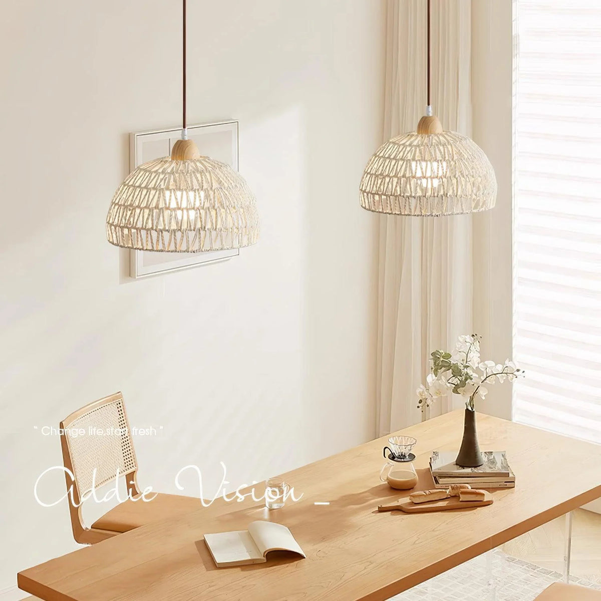 Arco rattan hanglamp
