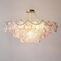 Elegant fløde blomster Pearl Crystal Chandelier