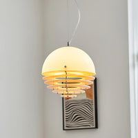 Lampada del ciondolo arancione Bauhaus della metà del secolo