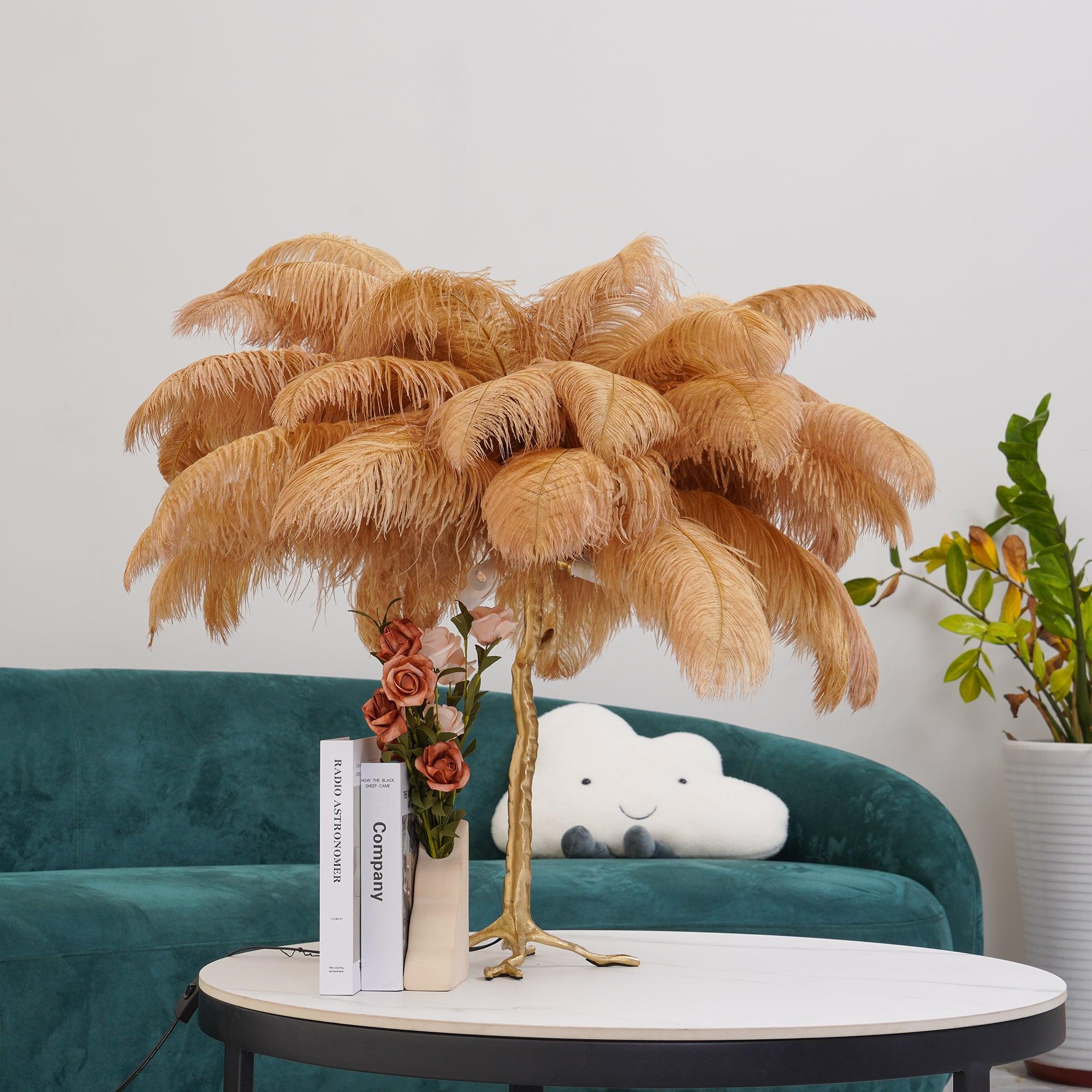 Elegant Palm Feathered Table Lamp