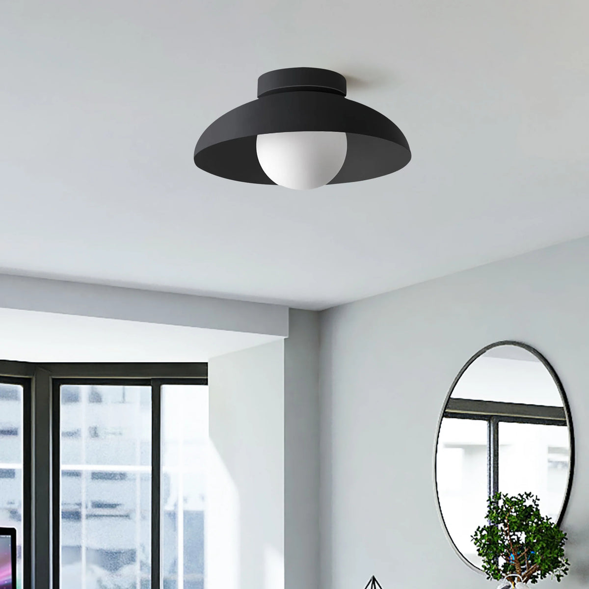 Minimalist Metal Semi Flush Light