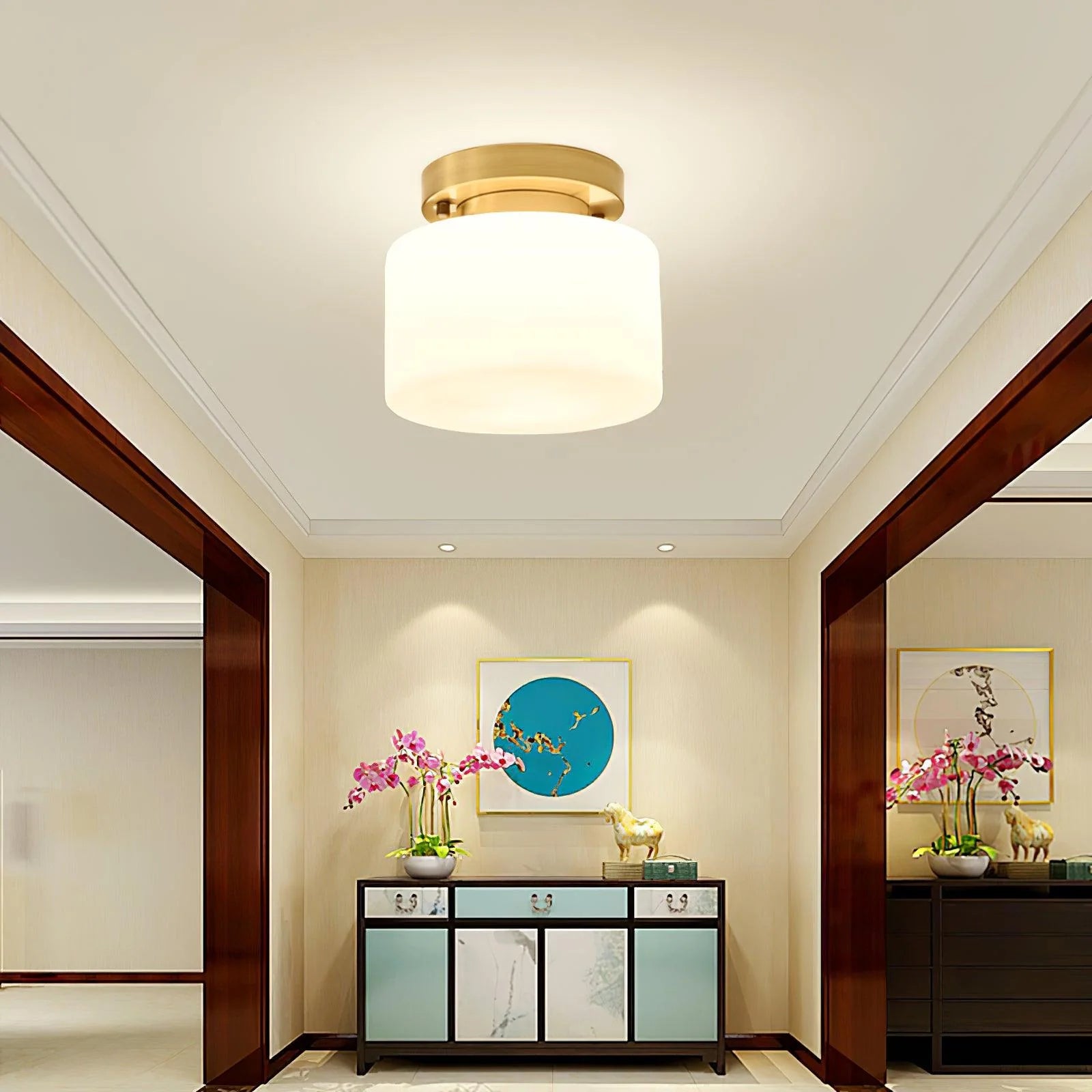 Modern Drum Glass Ceiling Light