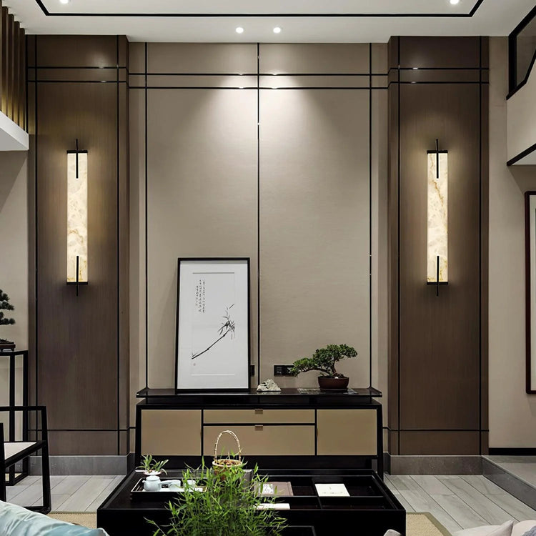 Moderne rektangulært panel marmor væglampe