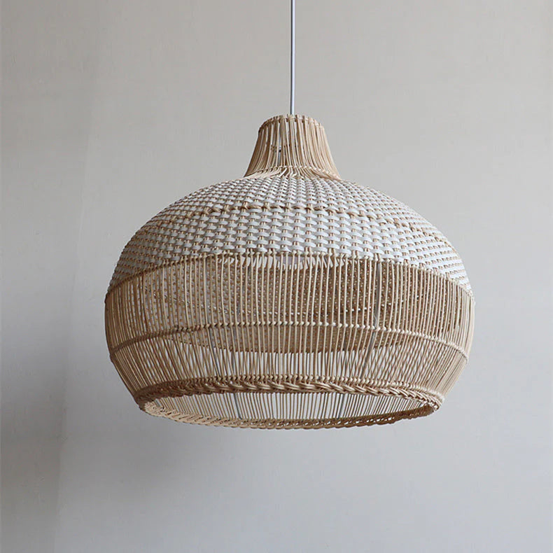 Lampada a sospensione classica rotonda in rattan