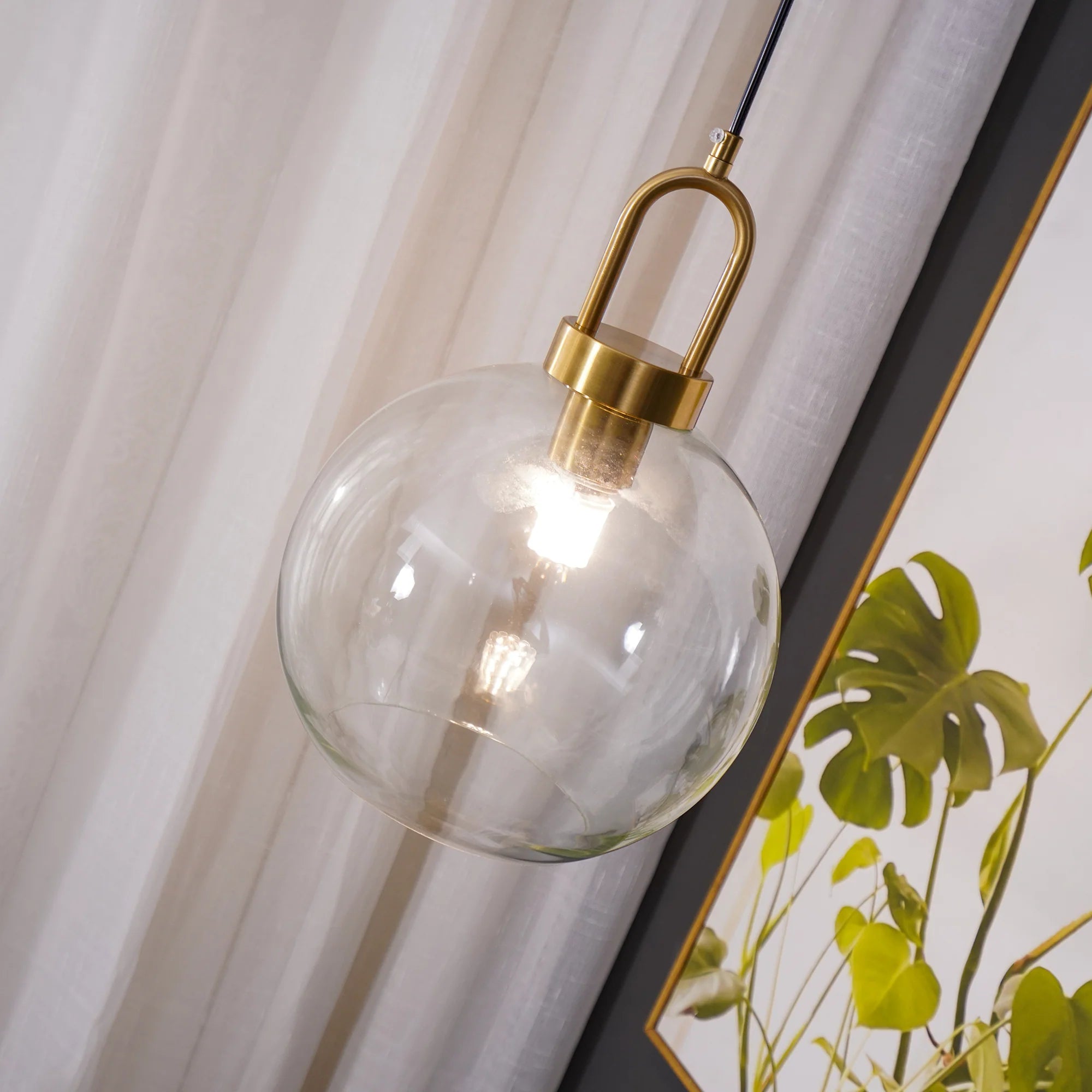 Lampe à Suspension Pendule Vintage en Verre