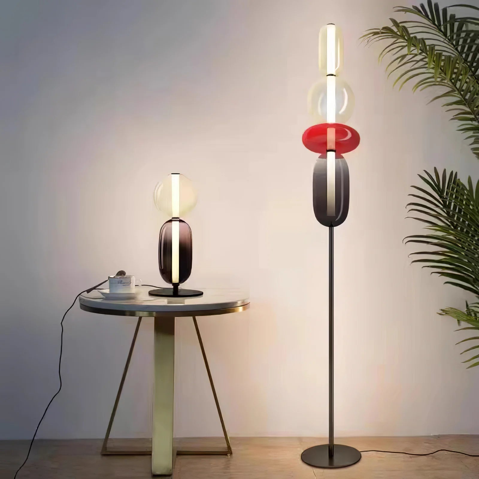 Lampadaire rond en verre de forme ovale tendance