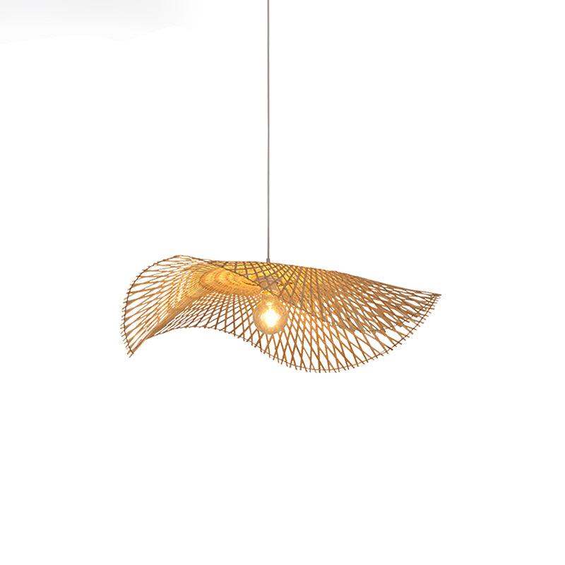 Lampe à suspension moderne en bambou ondulé