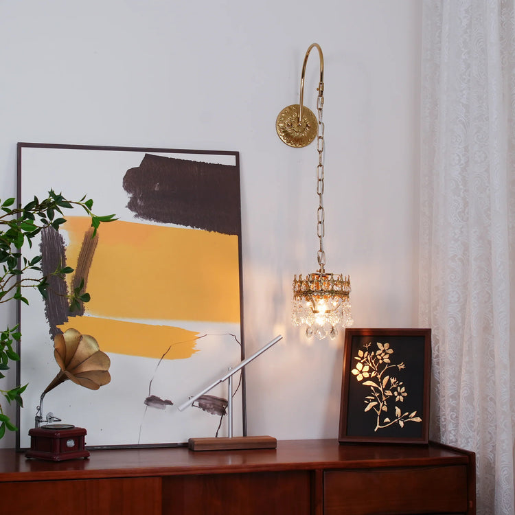 Vintage Crown Crystal Væglampe