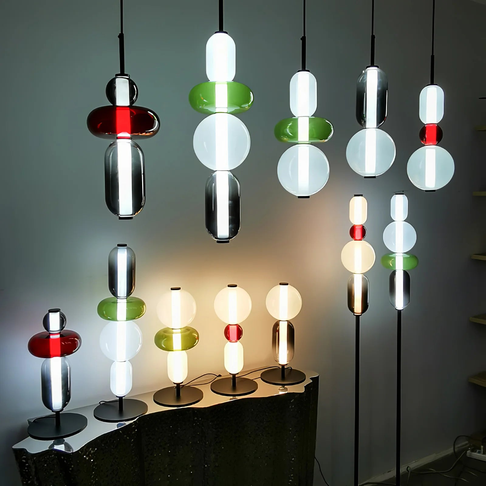 Lampadaire rond en verre de forme ovale tendance