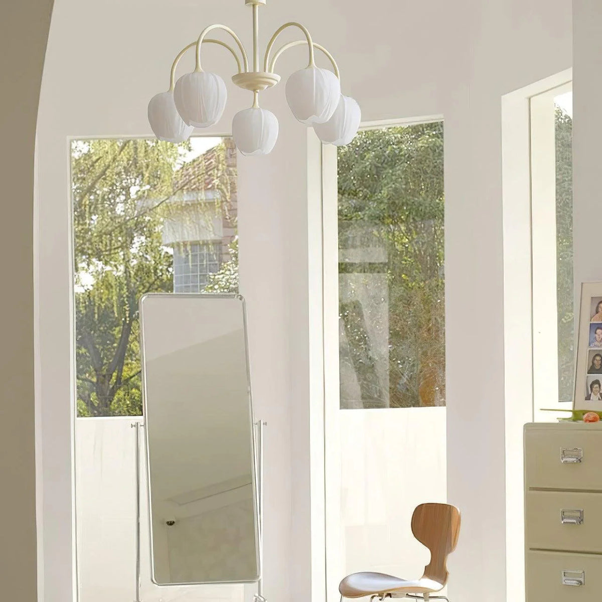Lampadario di soggiorno minimalista moderno color crema