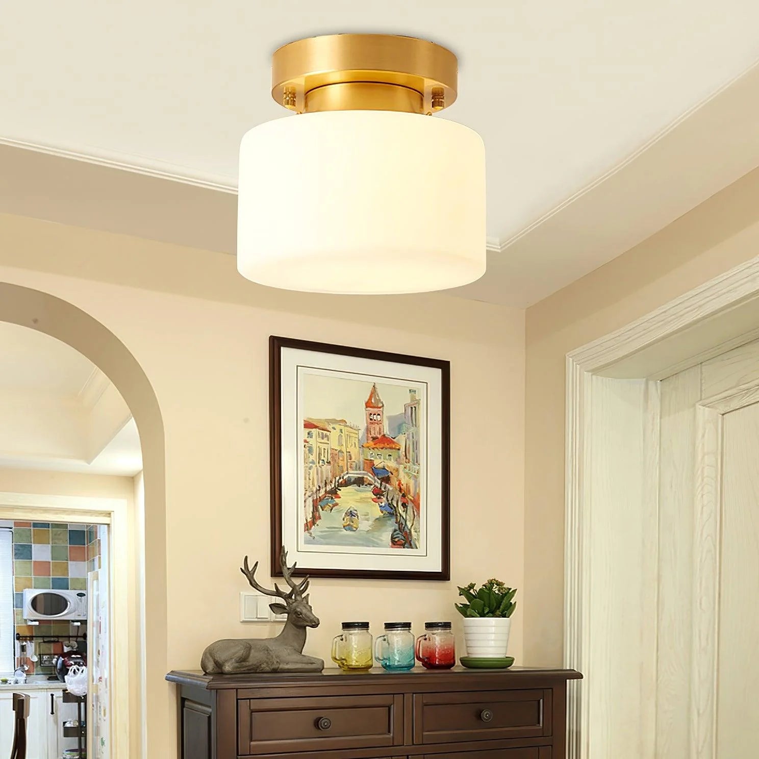 Modern Drum Glass Ceiling Light