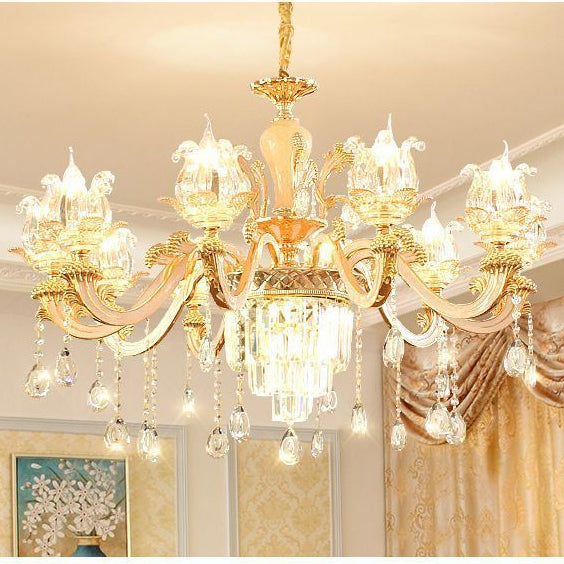 European-Style K9 Crystal Chandelier for Living & Dining Rooms