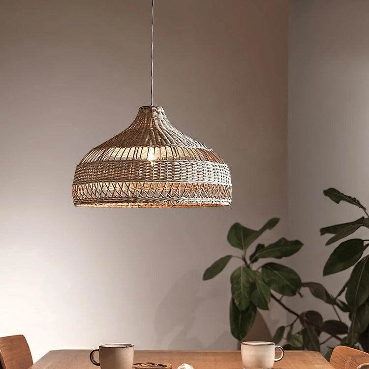 Trendy Dome Woven Rattan Pendel Light