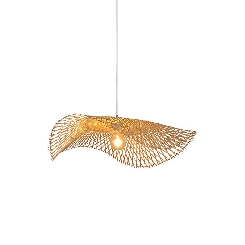Lampe à suspension moderne en bambou ondulé