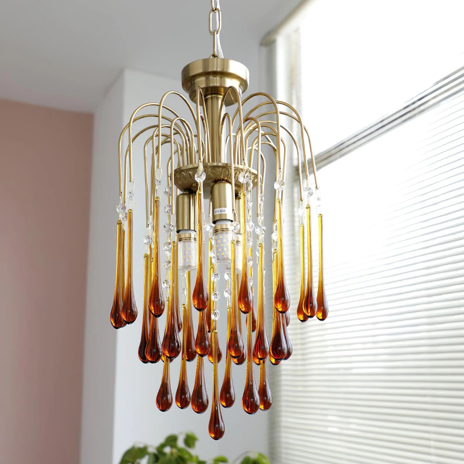 Classic Teardrop-Shaped Glass Chandelier